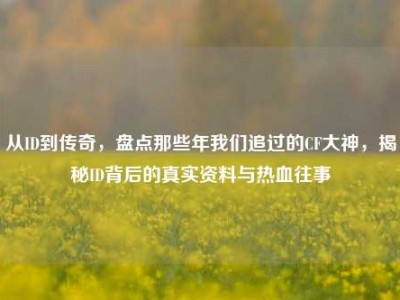 从ID到传奇，盘点那些年我们追过的CF大神，揭秘ID背后的真实资料与热血往事
