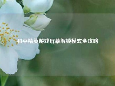 和平精英游戏屏幕解锁模式全攻略