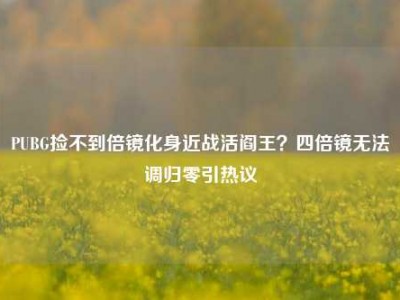 PUBG捡不到倍镜化身近战活阎王？四倍镜无法调归零引热议
