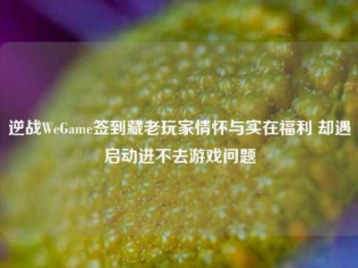 逆战WeGame签到藏老玩家情怀与实在福利 却遇启动进不去游戏问题