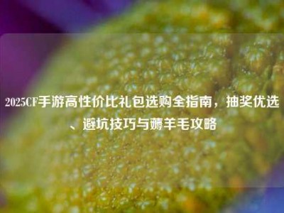2025CF手游高性价比礼包选购全指南，抽奖优选、避坑技巧与薅羊毛攻略