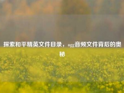 探索和平精英文件目录，ogg音频文件背后的奥秘