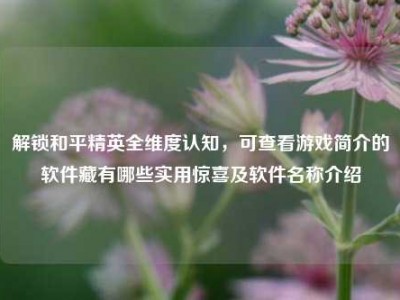 解锁和平精英全维度认知，可查看游戏简介的软件藏有哪些实用惊喜及软件名称介绍