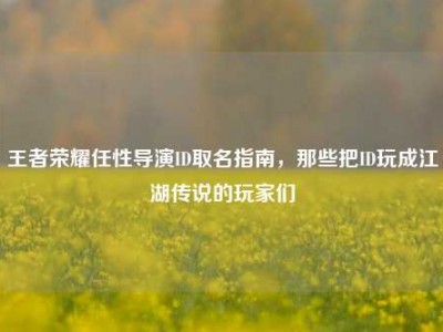 王者荣耀任性导演ID取名指南，那些把ID玩成江湖传说的玩家们