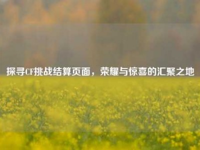 探寻CF挑战结算页面，荣耀与惊喜的汇聚之地