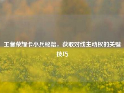 王者荣耀卡小兵秘籍，获取对线主动权的关键技巧