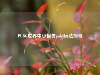 PUBG世界中小怪兽pub2玩法探寻