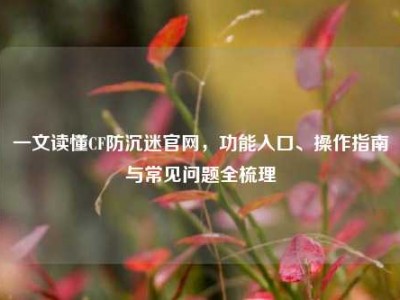 一文读懂CF防沉迷官网，功能入口、操作指南与常见问题全梳理