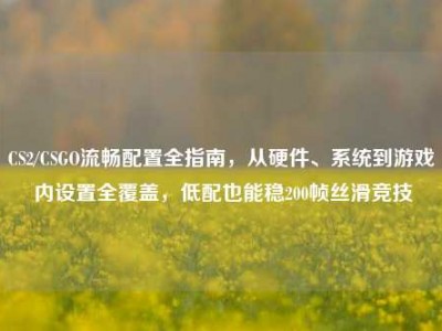 CS2/CSGO流畅配置全指南，从硬件、系统到游戏内设置全覆盖，低配也能稳200帧丝滑竞技