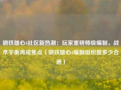 钢铁雄心4社区新热潮：玩家重研师级编制，战术平衡再成焦点（钢铁雄心4编制组织度多少合适）