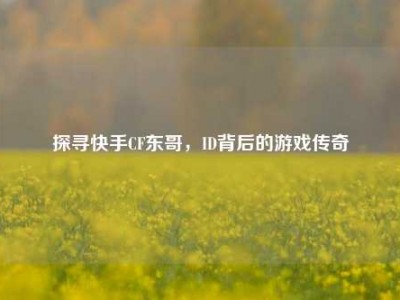 探寻快手CF东哥，ID背后的游戏传奇