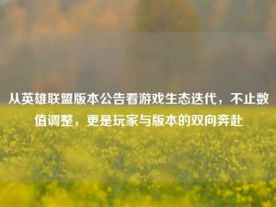 从英雄联盟版本公告看游戏生态迭代，不止数值调整，更是玩家与版本的双向奔赴