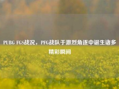 PUBG FGS战况，PFG战队于激烈角逐中诞生诸多精彩瞬间