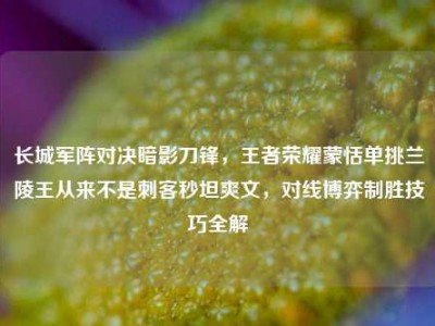 长城军阵对决暗影刀锋，王者荣耀蒙恬单挑兰陵王从来不是刺客秒坦爽文，对线博弈制胜技巧全解