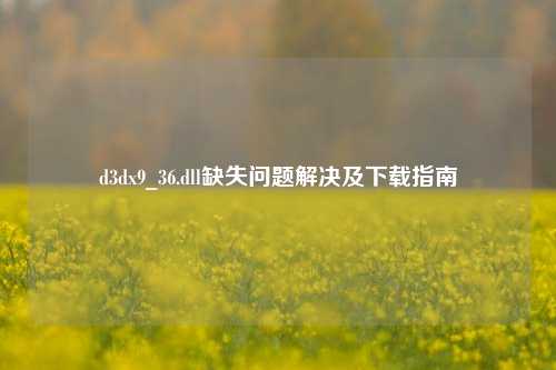 d3dx9_36.dll缺失问题解决及下载指南
