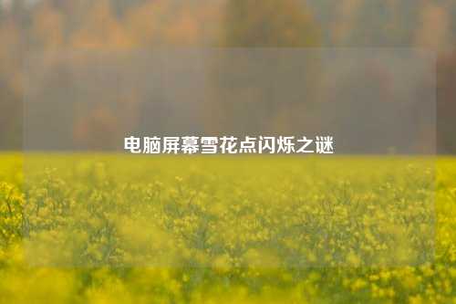 电脑屏幕雪花点闪烁之谜