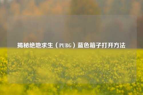 揭秘绝地求生（PUBG）蓝色箱子打开方法