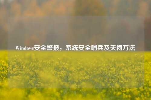 Windows安全警报，系统安全哨兵及关闭方法