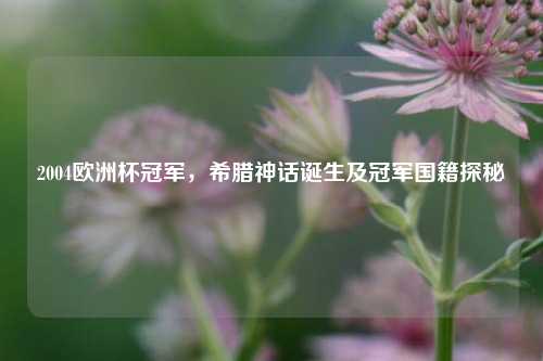 2004欧洲杯冠军，希腊神话诞生及冠军国籍探秘