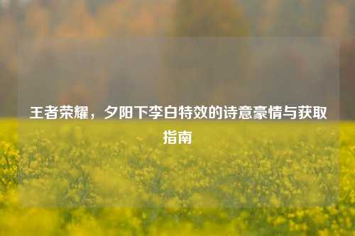 王者荣耀,夕阳下李白特效的诗意豪情与获取指南