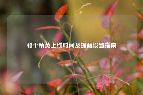 和平精英上线时间及提醒设置指南