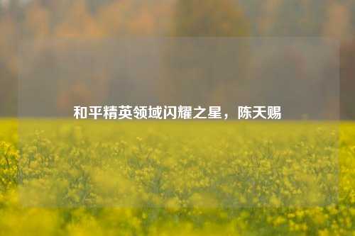 和平精英领域闪耀之星，陈天赐