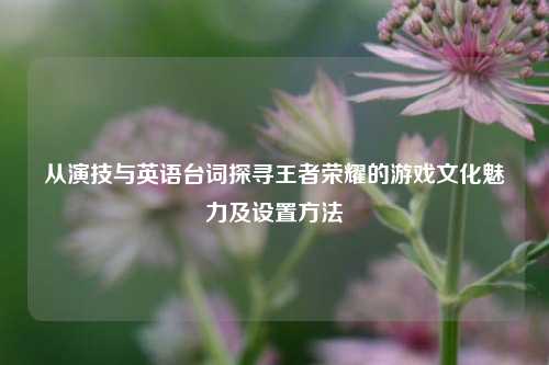 从演技与英语台词探寻王者荣耀的游戏文化魅力及设置方法
