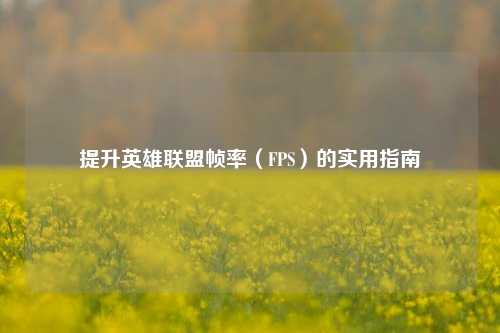 提升英雄联盟帧率(FPS)的实用指南