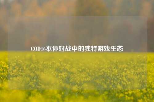 COD16本体对战中的独特游戏生态