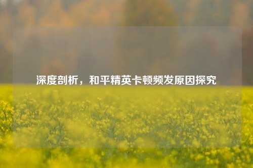 深度剖析,和平精英卡顿频发原因探究