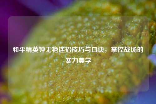 和平精英钟无艳连招技巧与口诀,掌控战场的暴力美学