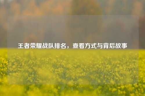 王者荣耀战队排名,查看方式与背后故事