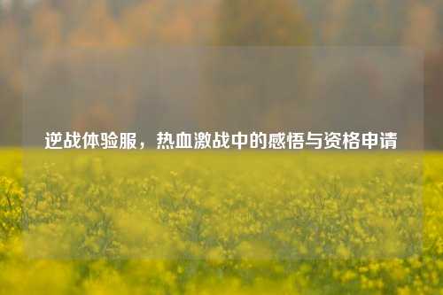 逆战体验服,热血激战中的感悟与资格申请