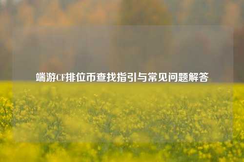 端游CF排位币查找指引与常见问题解答