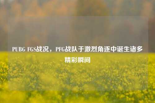 PUBG FGS战况,PFG战队于激烈角逐中诞生诸多精彩瞬间