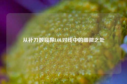 从补刀数窥探LOL对线中的细微之处