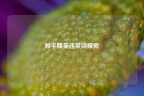 和平精英违禁词探究