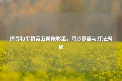 探寻和平精英五阶段彩蛋,奇妙惊喜与打法揭秘