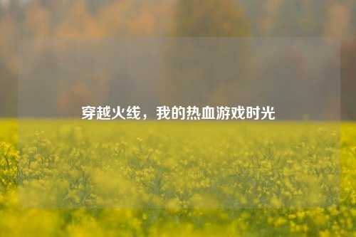 穿越火线,我的热血游戏时光