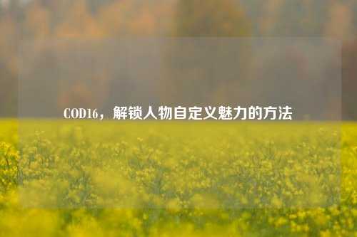 COD16,解锁人物自定义魅力的方法