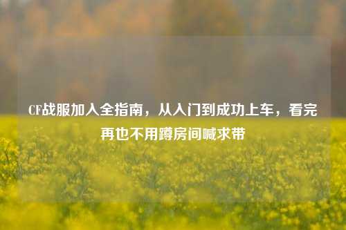 CF战服加入全指南,从入门到成功上车,看完再也不用蹲房间喊求带