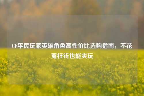 CF平民玩家英雄角色高性价比选购指南,不花冤枉钱也能爽玩