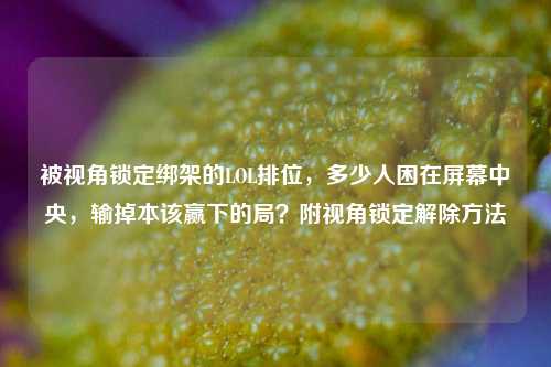 被视角锁定绑架的LOL排位，多少人困在屏幕中央，输掉本该赢下的局？附视角锁定解除方法