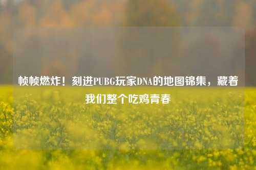帧帧燃炸！刻进PUBG玩家DNA的地图锦集，藏着我们整个吃鸡青春