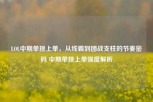 LOL中期单挑上单,从线霸到团战支柱的节奏密码 中期单挑上单强度解析
