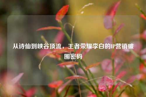 从诗仙到峡谷顶流,王者荣耀李白的IP营销破圈密码