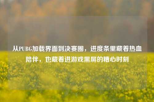 从PUBG加载界面到决赛圈,进度条里藏着热血陪伴,也藏着进游戏黑屏的糟心时刻