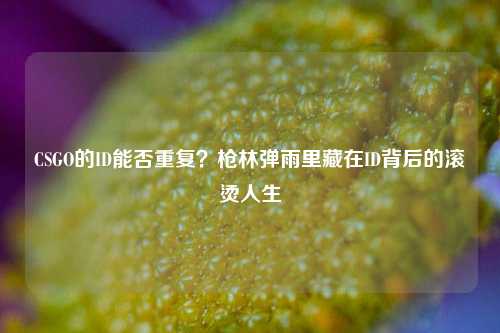 CSGO的ID能否重复？枪林弹雨里藏在ID背后的滚烫人生