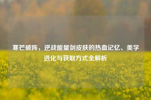 寒芒破阵,逆战能量剑皮肤的热血记忆、美学进化与获取方式全解析