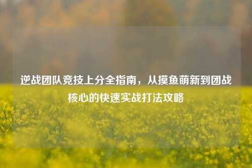 逆战团队竞技上分全指南,从摸鱼萌新到团战核心的快速实战打法攻略